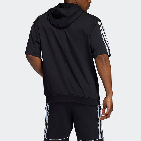 Футболка dm ss hoodle casual breathable basketball hooded sports short sleeve black Adidas, черный — фото 3
