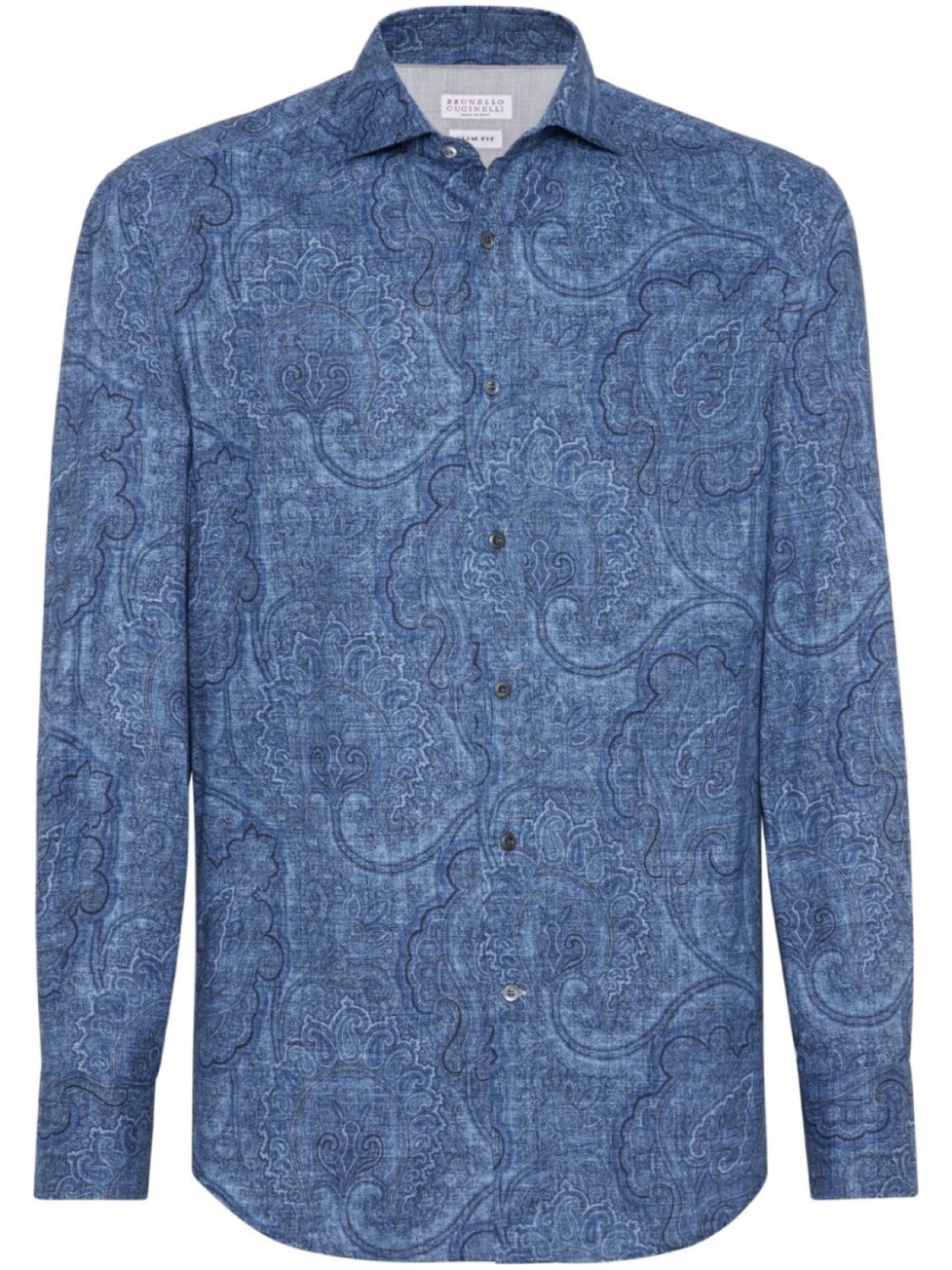 

Brunello Cucinelli жаккардовая рубашка с узором, синий