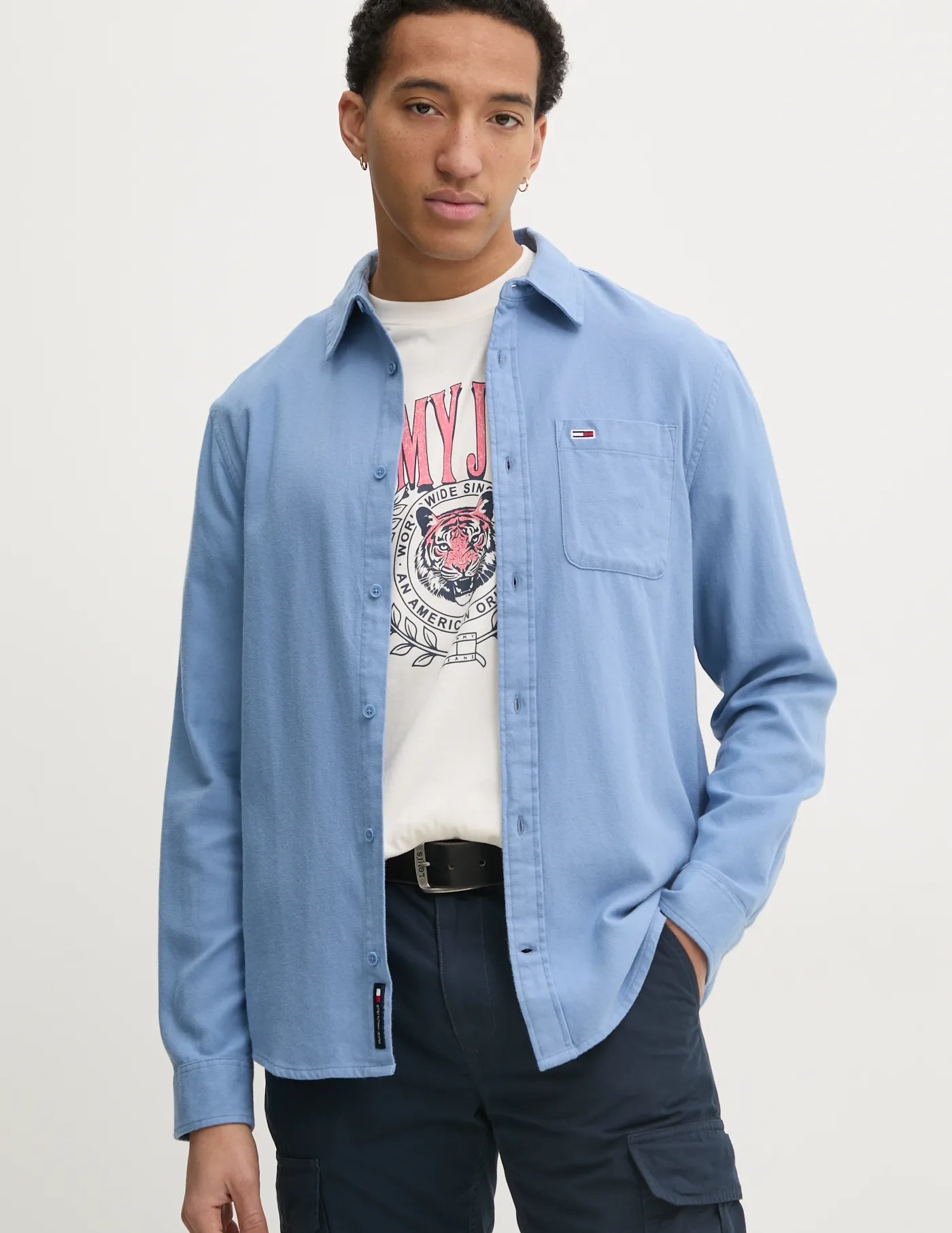 

Хлопковая рубашка Tommy Jeans, синий