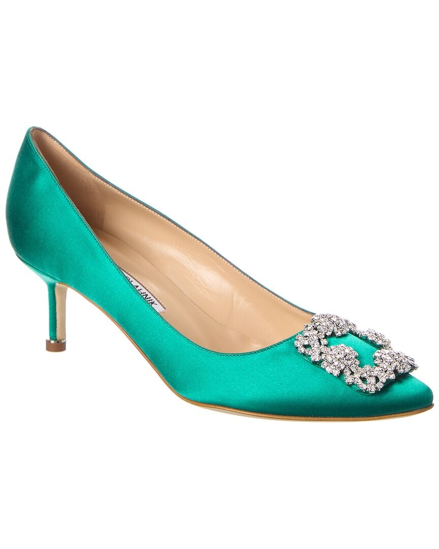 

Атласные туфли Manolo Blahnik Hangisi 50, зеленый