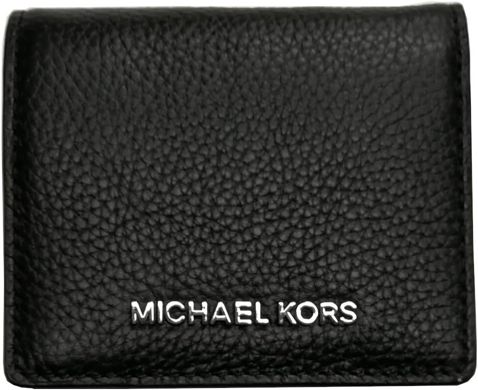 

Michael Kors Jet Set Travel Средний футляр для карт Двойной кошелек Галька из кожи Серебристая фурнитура Черный