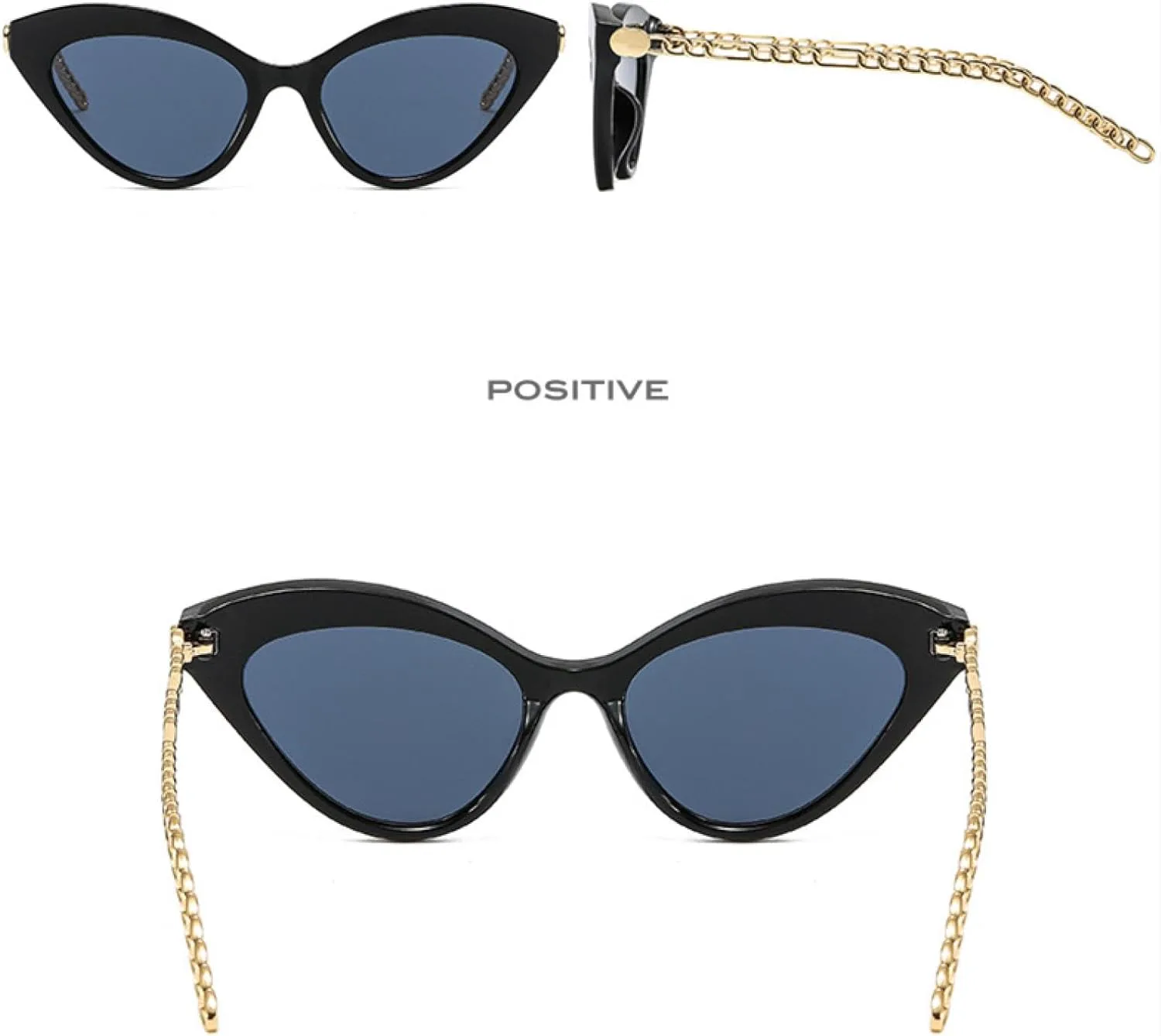 

Ретро-солнцезащитные очки «кошачий глаз» для женщин и мужчин, модные, с металлической цепочкой, защита от УФ-излучения, темно-зеленые VVTWSSW, Black Yellow