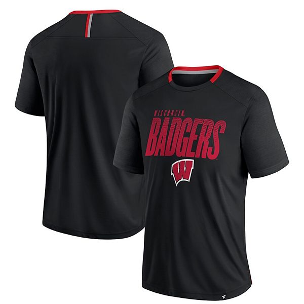 

Мужская черная футболка wisconsin badgers defender fade slant Fanatics