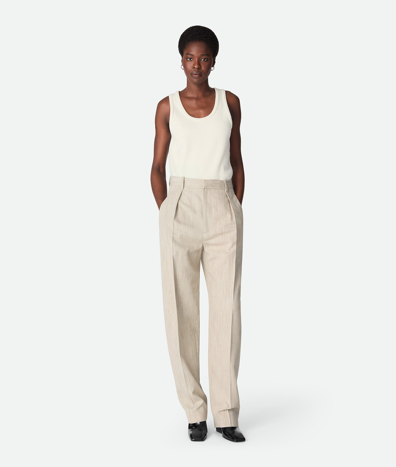 

Viscose silk pants BOTTEGA VENETA, серая замазка