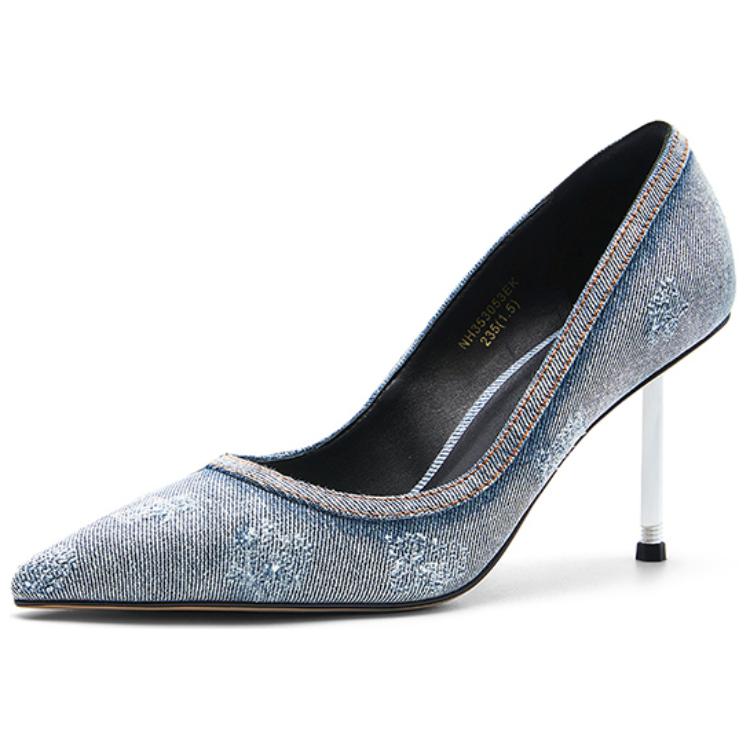 Туфли-лодочки на тонком каблуке 9,5 см NINE WEST, светло-голубой — фото 2