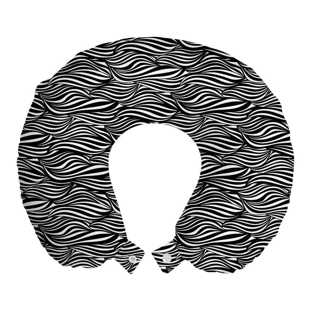 

ABAKUHAUS Doodle Подушка для путешествий, поддержка шеи, современное искусство оптических иллюзий, пенопластовые дорожные принадлежности для самолета и автомобиля, 30x30 см, угольно-серый и белый