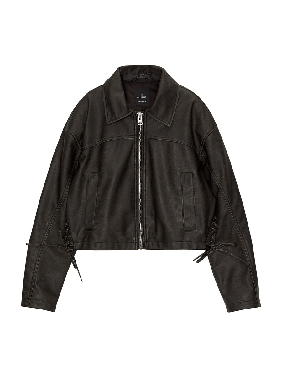 

Кожаная куртка Pull&Bear Between-Season Jacket, черный