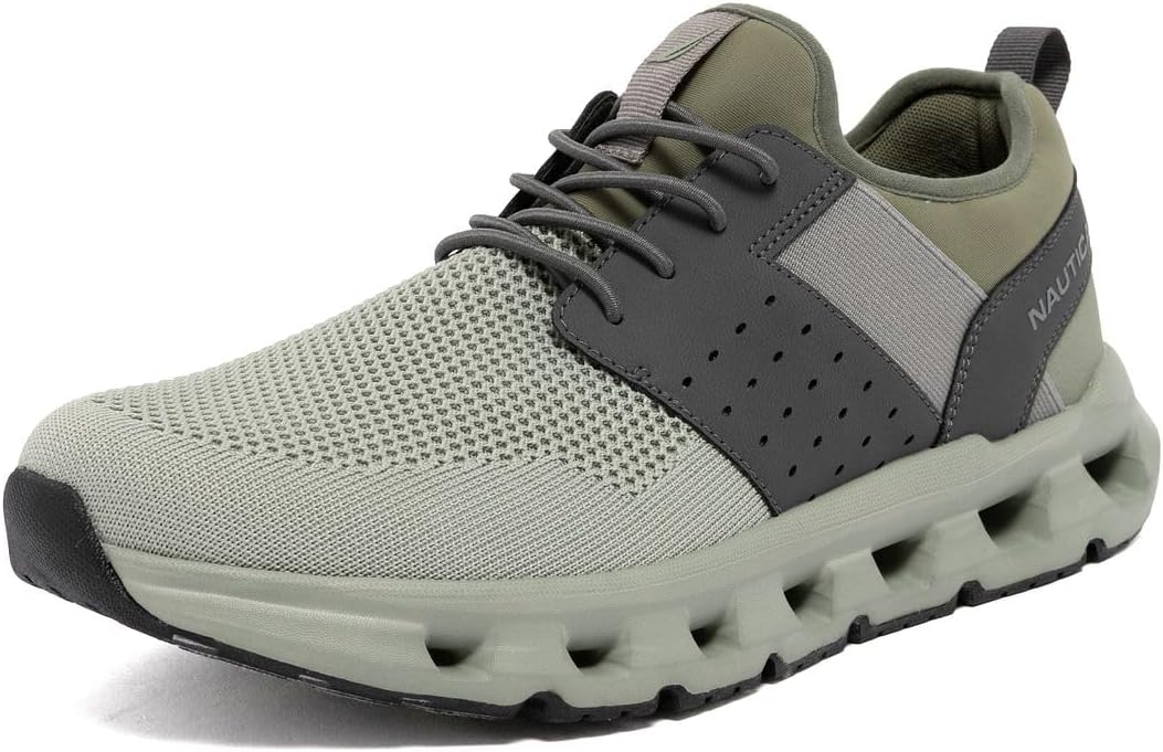 

Мужские кроссовки Nautica для бега, спортивные, модные, с шнуровкой, мягкие для тренировок, тенниса - с амортизацией, дышащие, легкие и удобные, Moss Grey Zer
