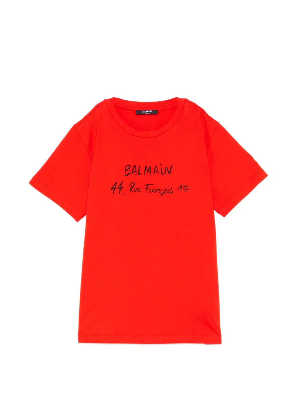 Футболка с круглым вырезом и графическим принтом Balmain Kids, красный