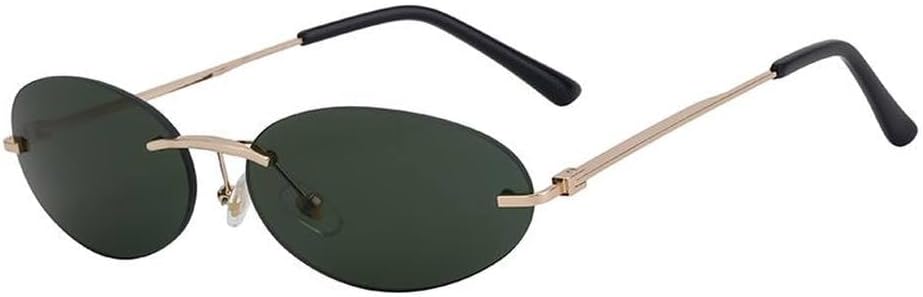 

Солнцезащитные очки в маленькой овальной оправе для женщин и мужчин, роскошные винтажные солнцезащитные очки без оправы для мужчин, Boundless Eyewear Shades UV400 LVTFCO, C1goldgreen