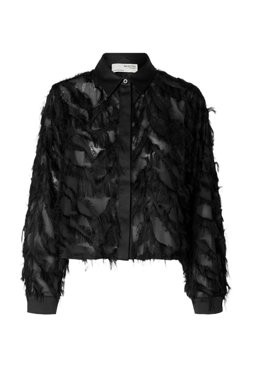 

Блузка-рубашка «Myline», укороченная, женская SELECTED FEMME, цвет 179099 Black
