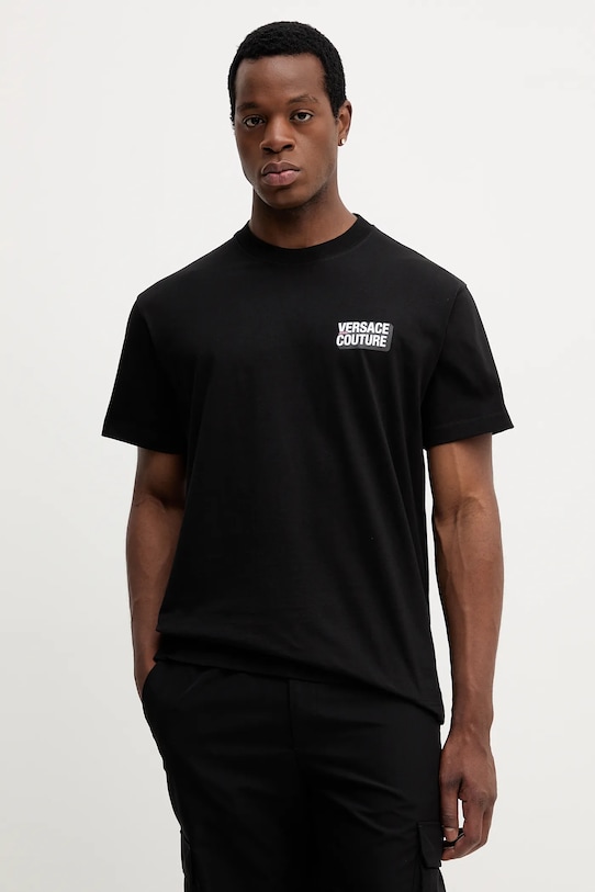 

Хлопковая футболка Versace Jeans Couture, черный
