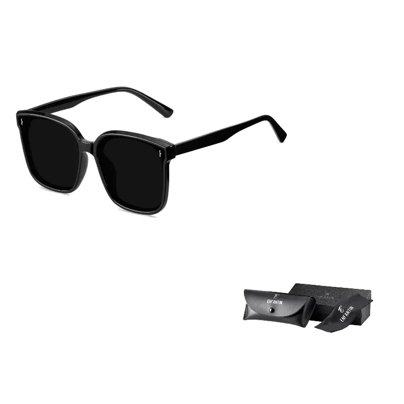 

ENFANTIN Квадратные солнцезащитные очки унисекс, Black Frame with Gray Lens (Polarized)