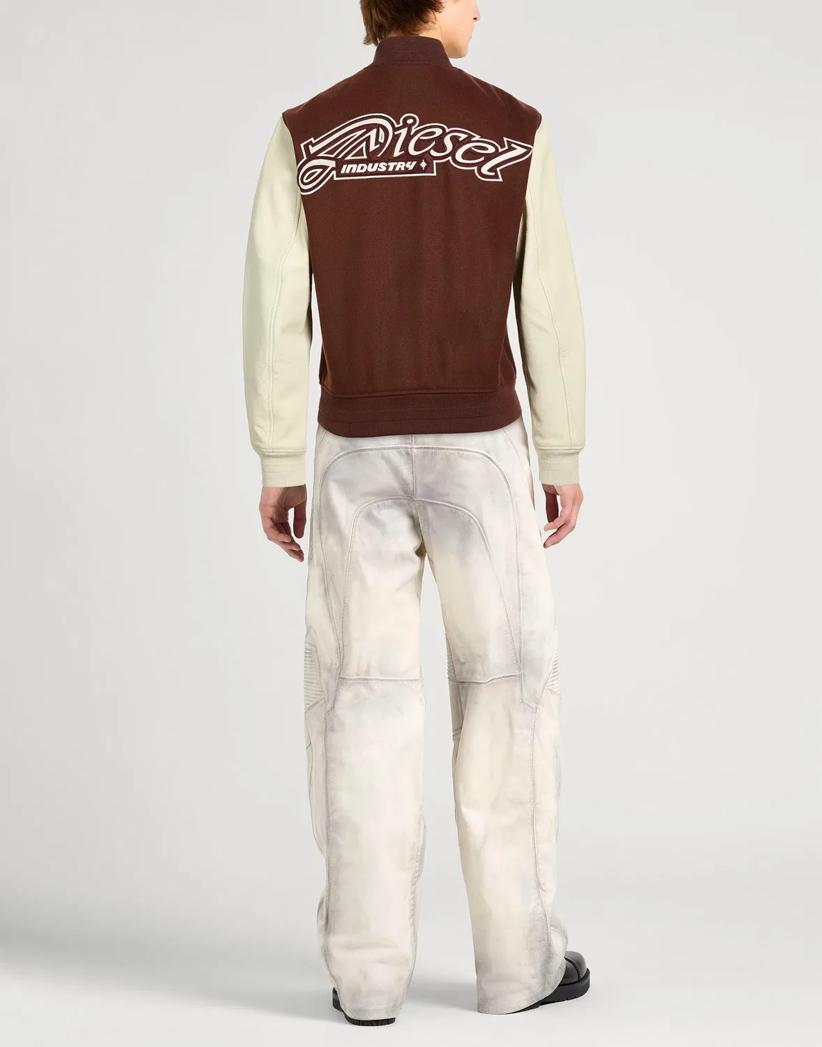 Куртка varsity из шерсти и кожи DIESEL коричневый — фото 3