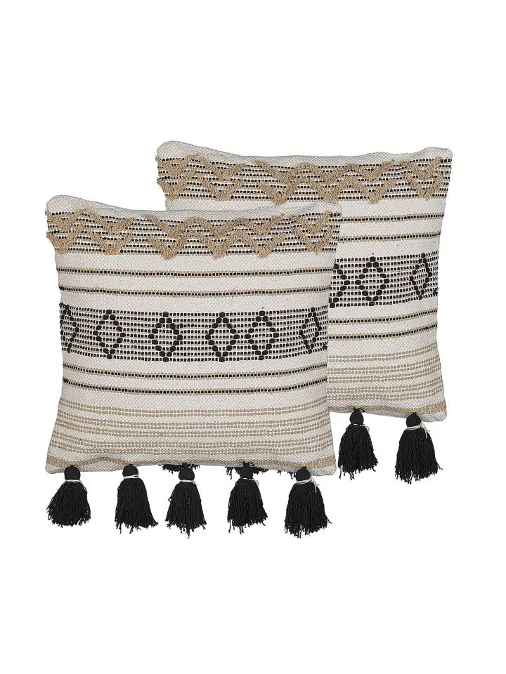 

Декоративная подушка Beliani 2er Set Deko SAMBUCUS, цвет beige/schwarz