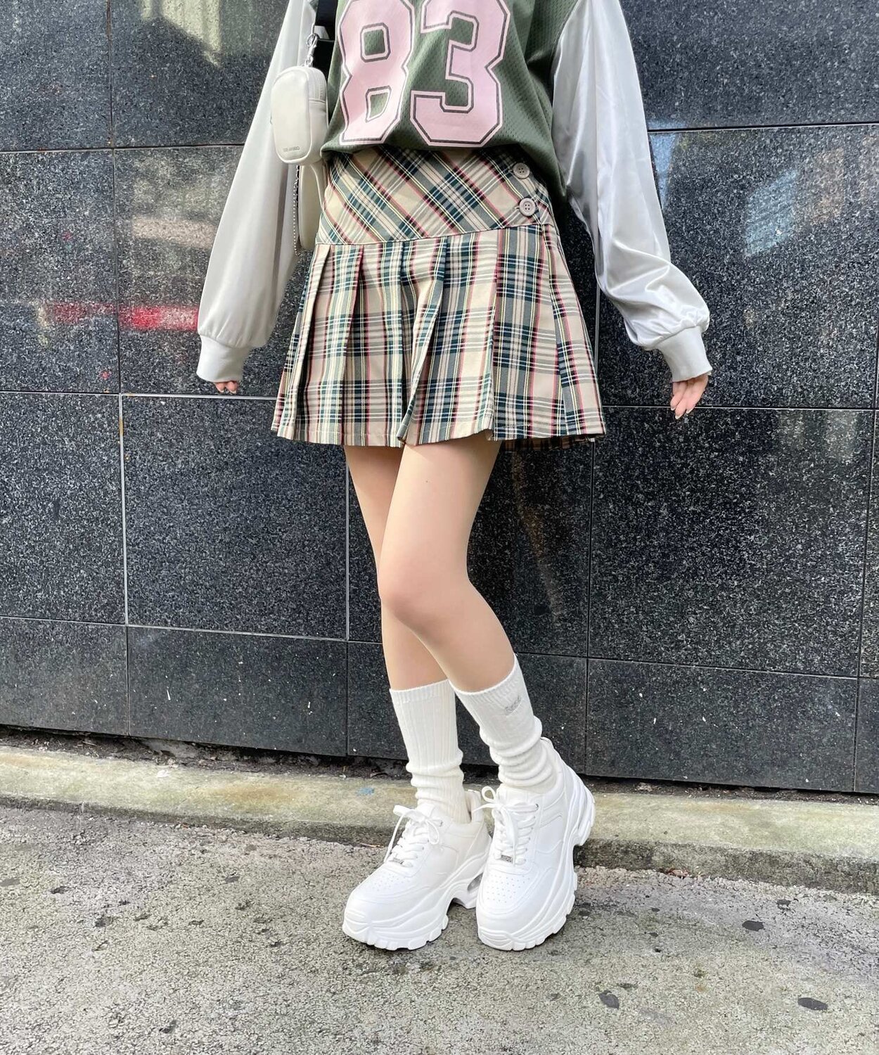 Плиссированная юбка в клетку Repipi armario, Beige Check 52