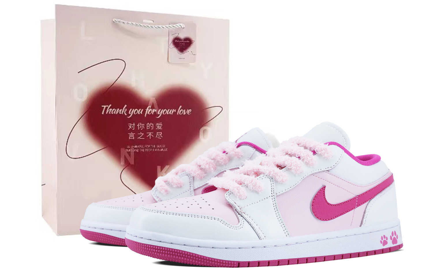 

Кроссовки Air Jordan 1 Vintage Basketball Shoes Women's Low-top White/pink/rose, розовый