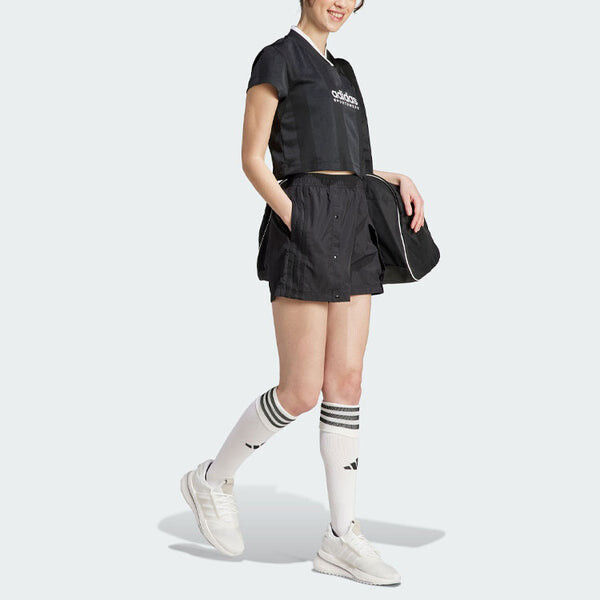 Футболка (WMNS) adidas Tiro Colorblock Crop T-Shirt 'Black', черный — фото 4