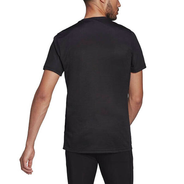 Футболка Men's adidas Solid Color Breathable Round Neck Pullover Short Sleeve Black T-Shirt, черный — фото 3