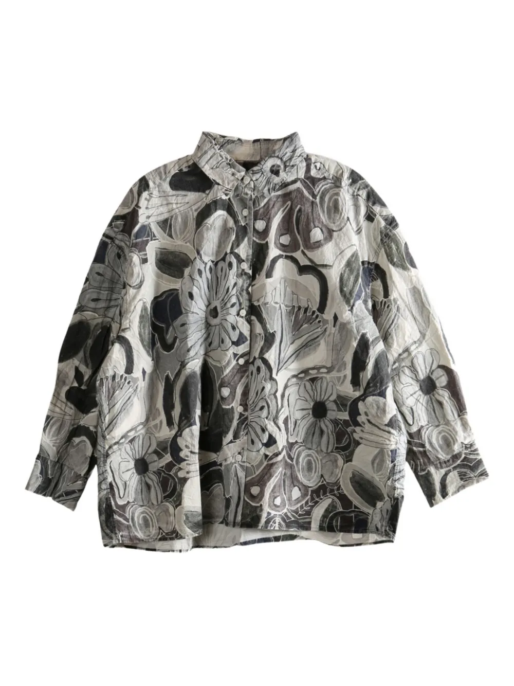 

Хлопковая рубашка с цветочным принтом Manon Casey Casey, серый