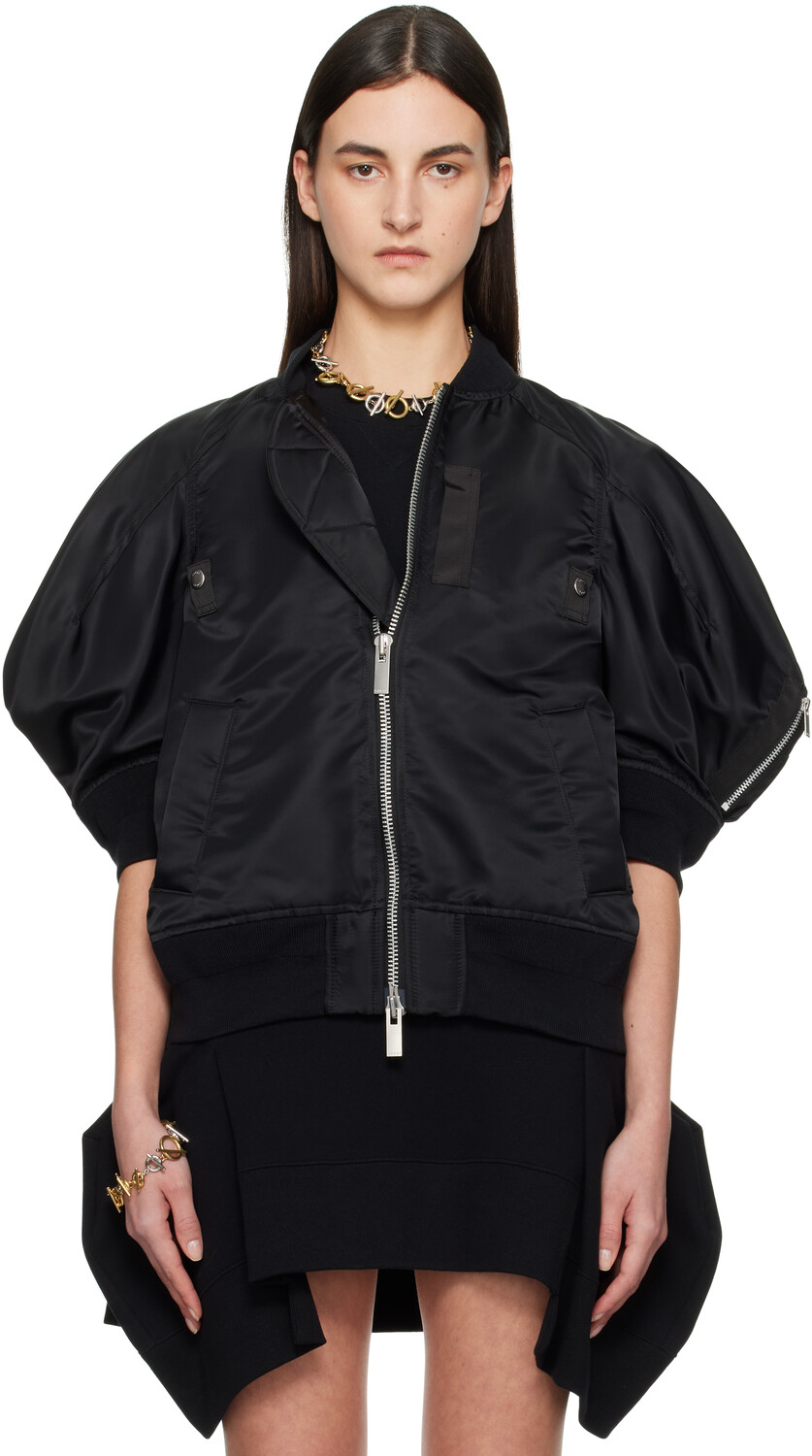 

Куртка-бомбер из нейлонового твила sacai, черный