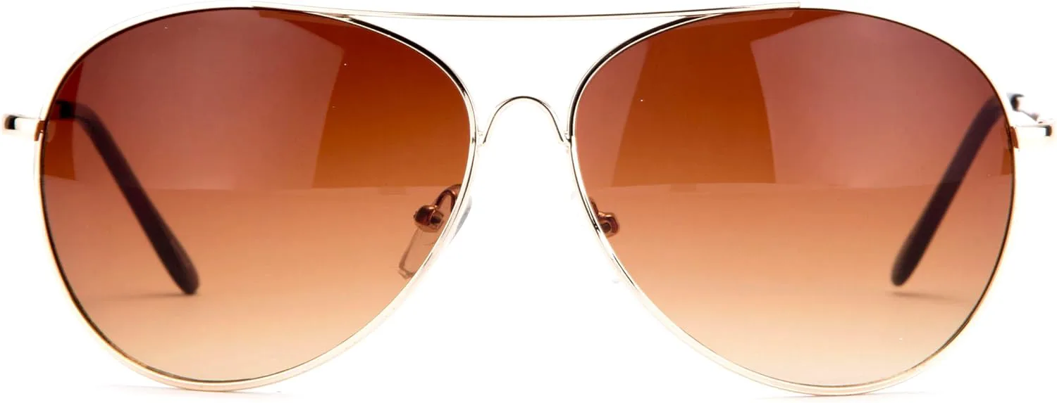 

Newbee Fashion - Солнцезащитные очки-авиаторы "Atonika" с классическими металлическими пружинными шарнирами в винтажном стиле Newbee Fashion Sunglasses, Gold