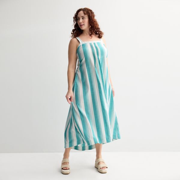 

Плюс сайз платье макси с защипами и топом Sonoma Goods For Life, цвет sea foam stripe