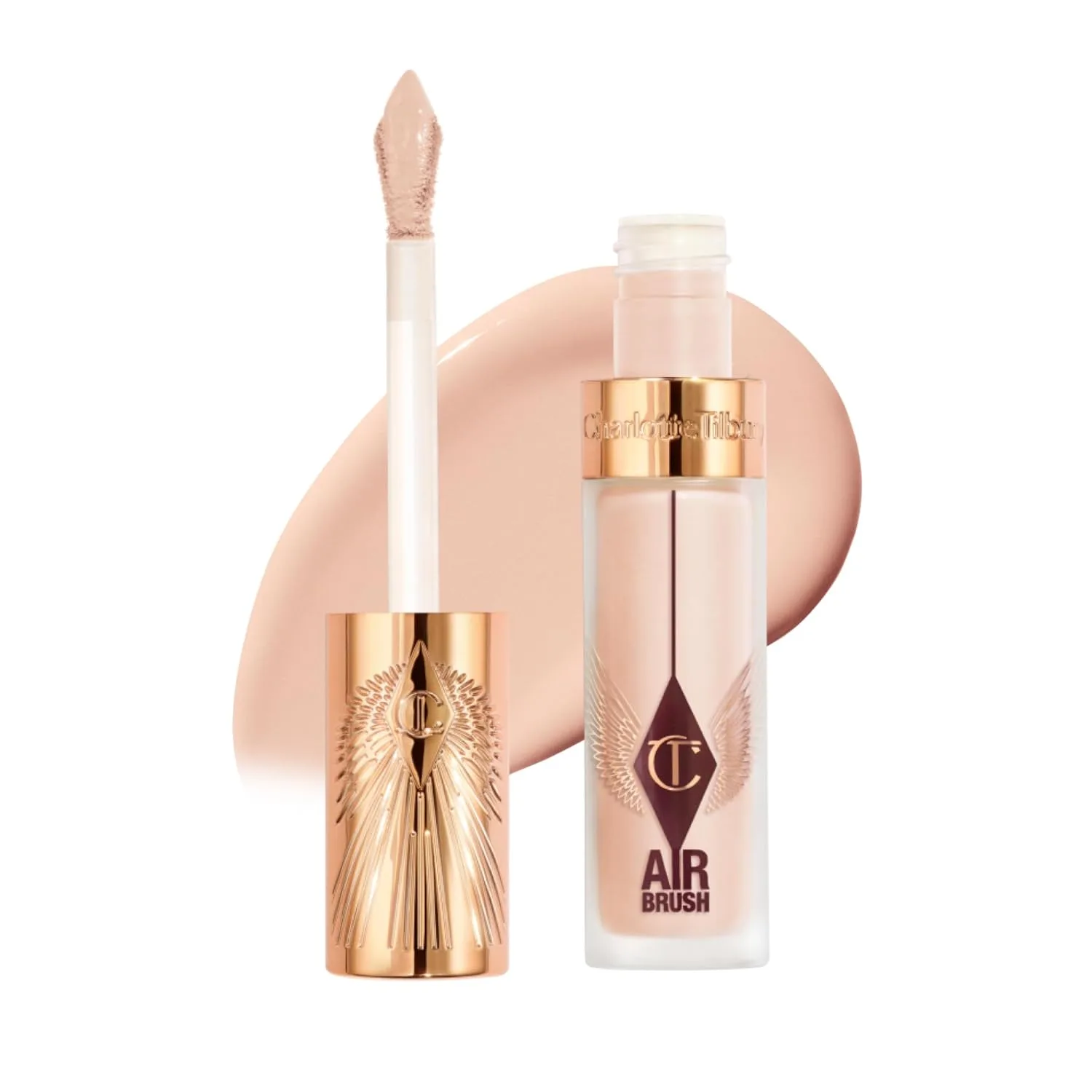Charlotte Tilbury AIRbrush Flawless Blur Concealer - долговечный консилер для темных кругов, несовершенств и покраснений, увлажняющий, стойкий к складкам, с полным покрытием и натуральным матовым финишем, 04 Fair-Medium - Fair-Medium with cool u...