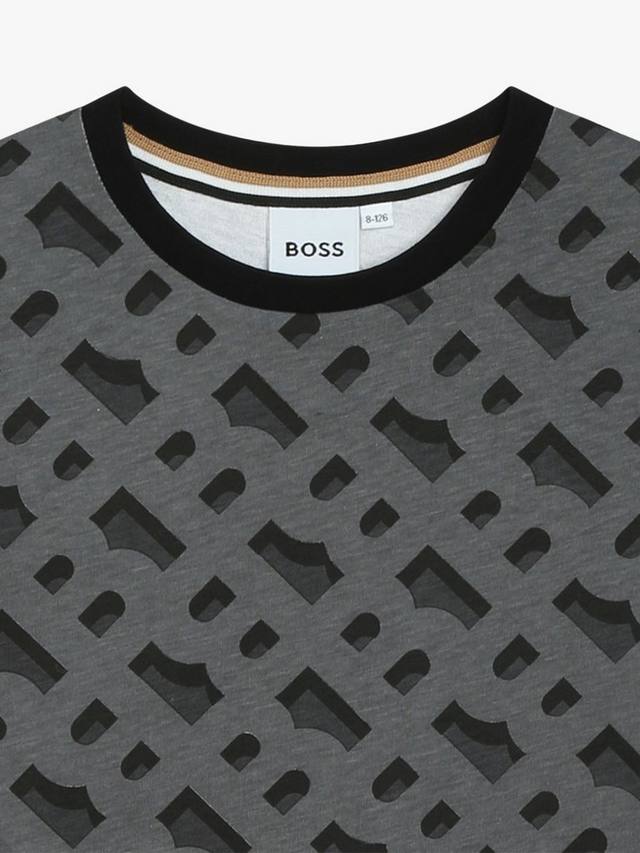 BOSS Kids Slim Fit футболка с коротким рукавом и монограммным логотипом HUGO BOSS, Black — фото 3