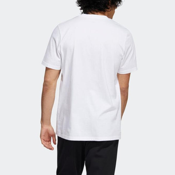 Футболка Men's adidas Minimalistic Alphabet Large Logo Printing Casual Round Neck Short Sleeve White T-Shirt, мультиколор — фото 3