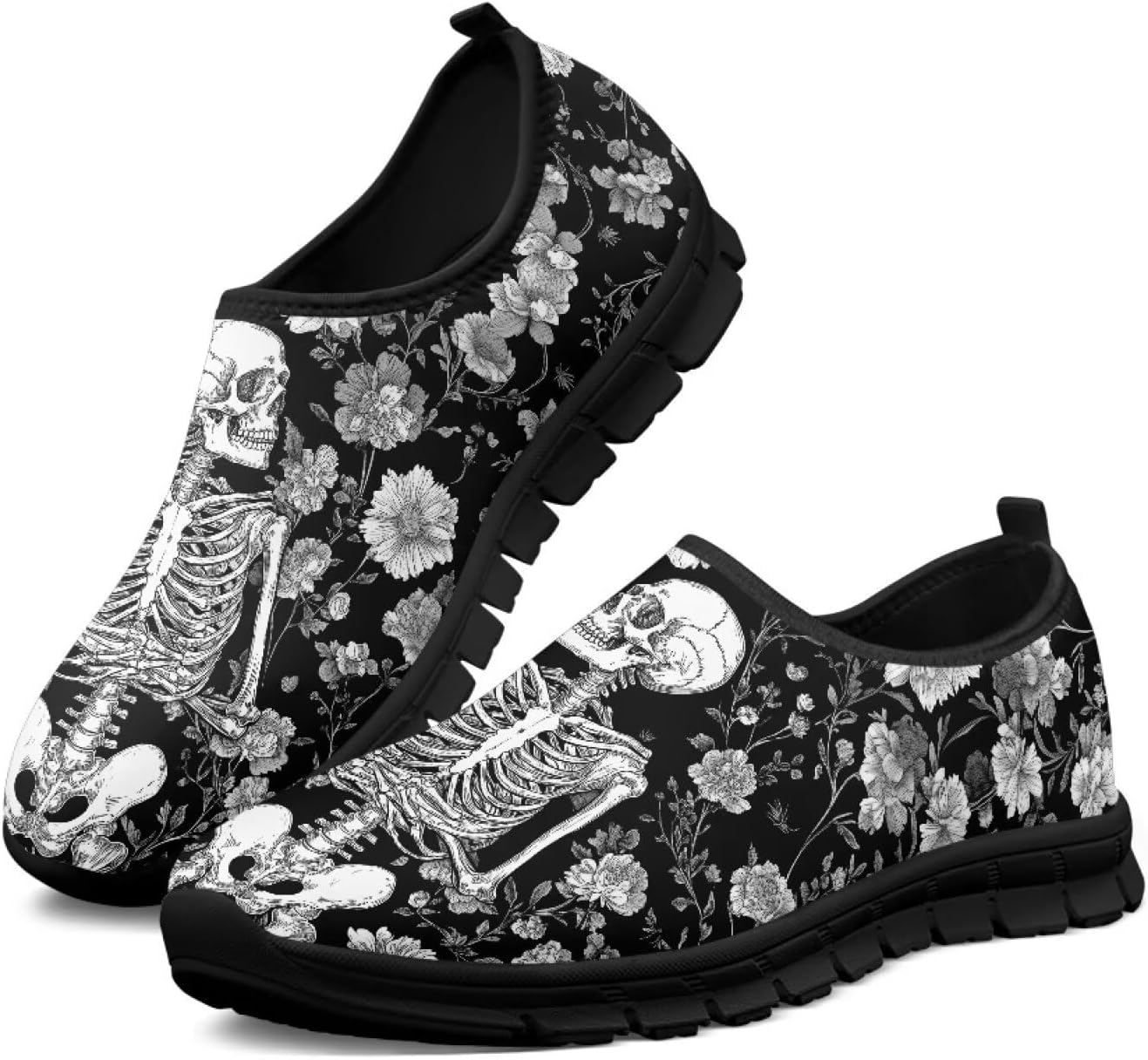 

Мужские кроссовки слайдоны с противоскользящей подошвой, повседневная обувь, спортивные скелетные кроссовки, низкие лоферы для прогулок и походов на открытом воздухе, размеры US5-14 Qoiuvncy, Skeleton Print