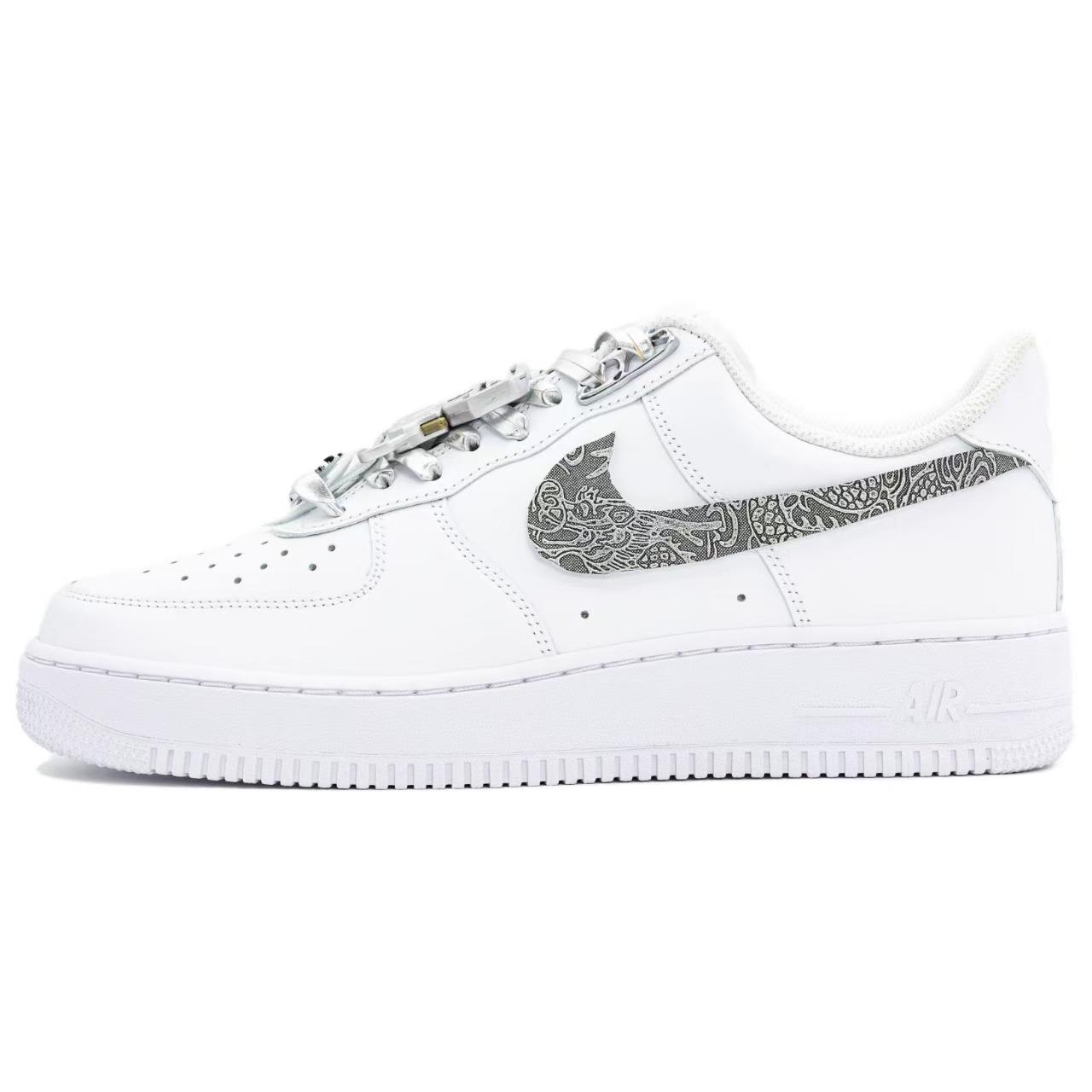 

Nike Кроссовки Air Force 1 с противоскользящим покрытием, износостойкие, низкие, для скейтбординга, мужские, белые, серебристые