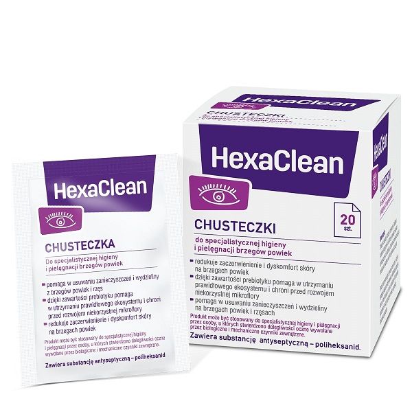 

Салфетки для гигиены глаз HexaClean Chusteczki Do Higieny Powiek, 20 шт