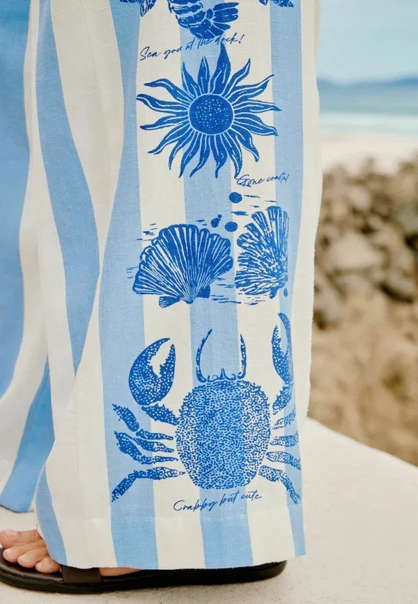 Брюки Next, blue white nautical stripe, сине-белая морская полоска — фото 4