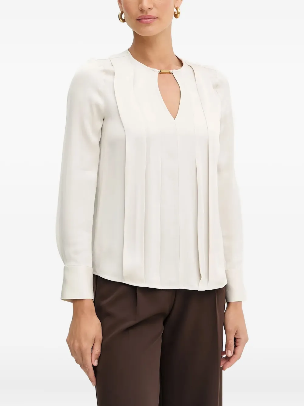 

Плиссированная блузка с каплевидным вырезом Marciano, белый