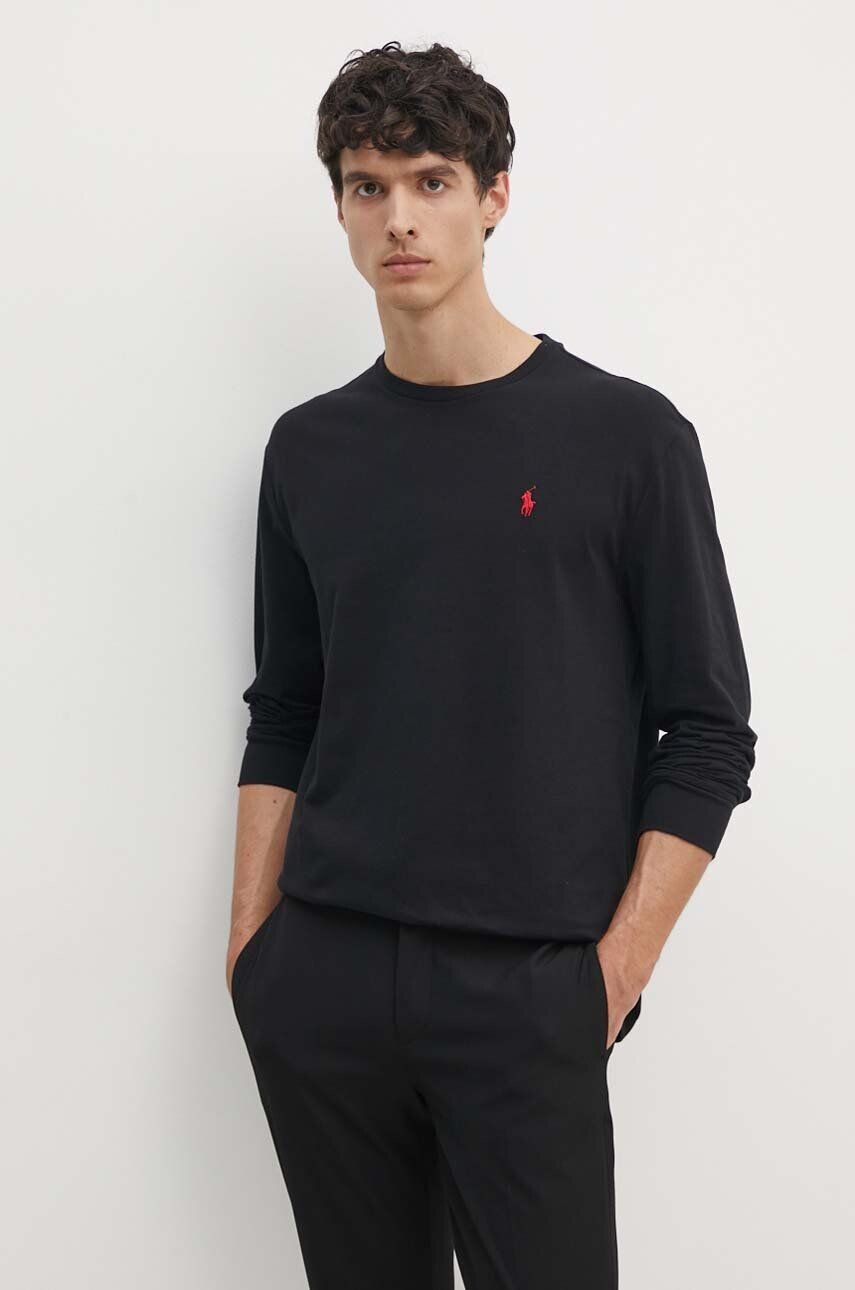 

Хлопковый топ Polo Ralph Lauren с длинными рукавами, черный