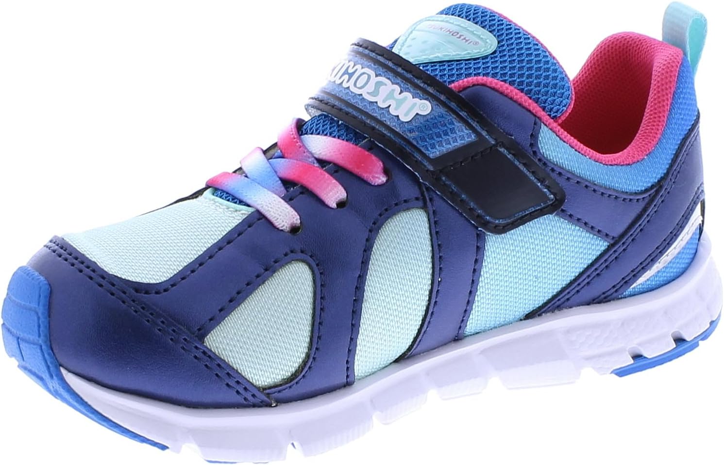 Детские кроссовки TSUKIHOSHI Rainbow Kids - с застежкой на ремешок, пригодные для стирки в машине, с широкой носочной частью и противоскользящими, немаркими подошвами, для детей 4-12 лет, синий/мятный/темно-синий — фото 4