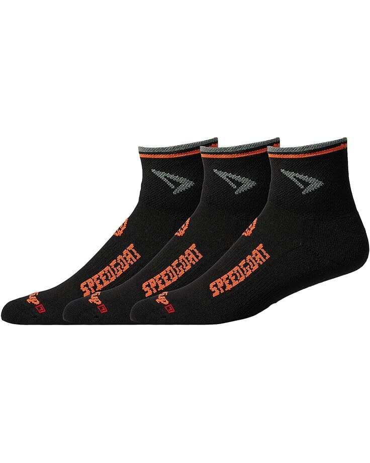 

Носки Drymax Lite Trail Running Speedgoat 1/4 Crew 3-Pack, цвет Black/Foliage Green/Orange