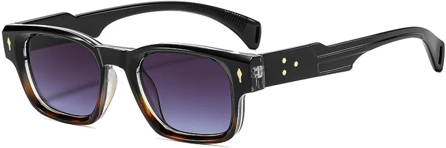 

Солнцезащитные очки с защитой от УФ-излучения UV400 | Маленькая оправа, панк-стиль, заклепки, цветные линзы | Для женщин и мужчин, для занятий спортом на открытом воздухе и вождения DSVIGF, Blackleopard-gray