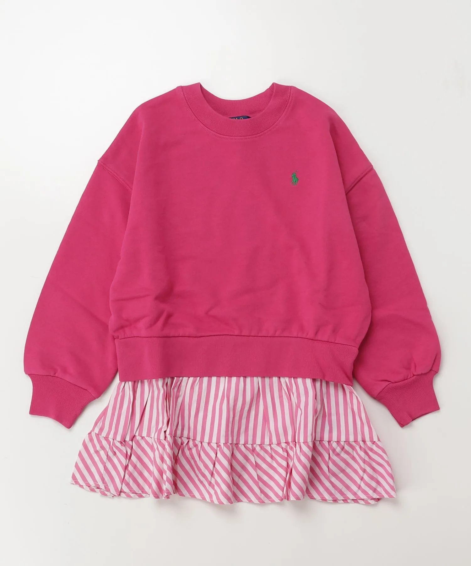 Детское платье из флиса с полосками и вышивкой Polo Ralph Lauren розовое — фото 3