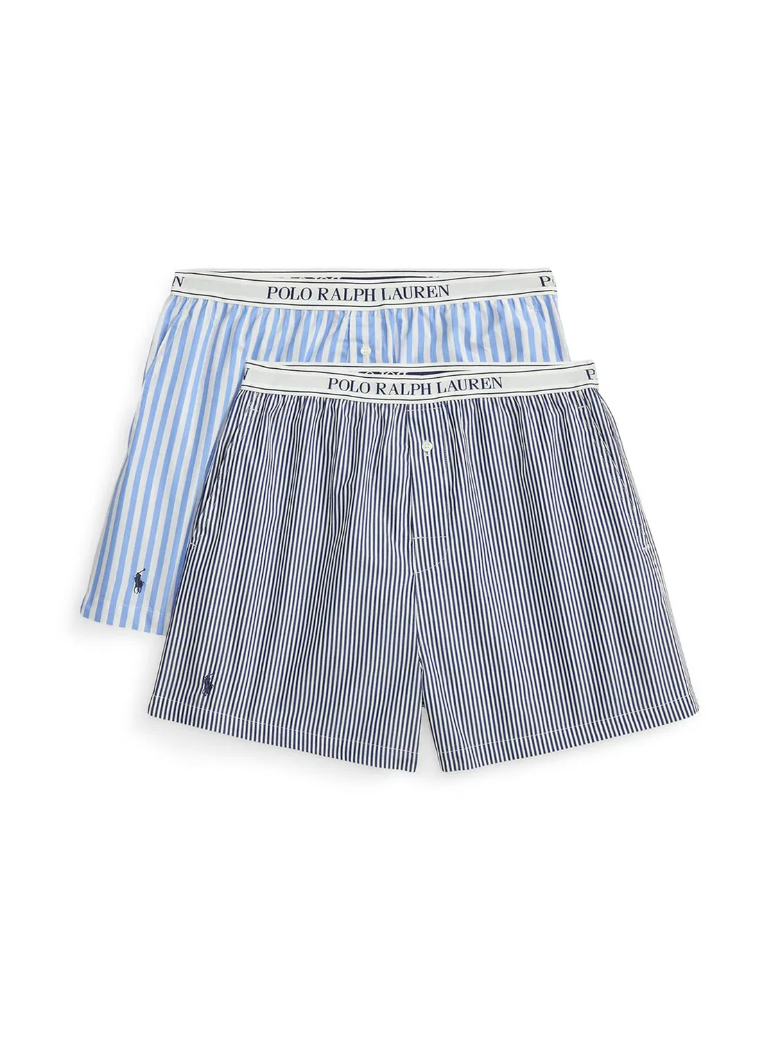 Короткий пижамный комплект 'Рубашечная полоска' Polo Ralph Lauren, Light Blue/Dark Blue/White
