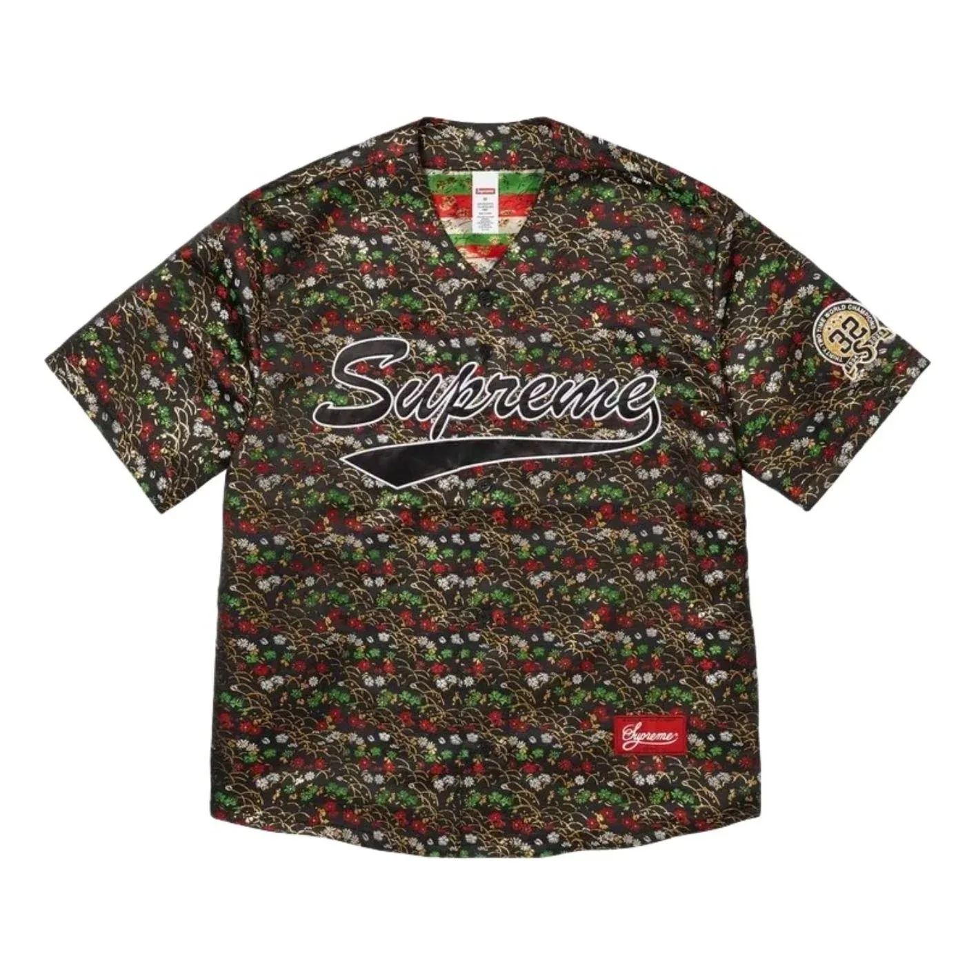 Бейсбольная майка Supreme SS26 с цветочным жаккардовым узором, черная