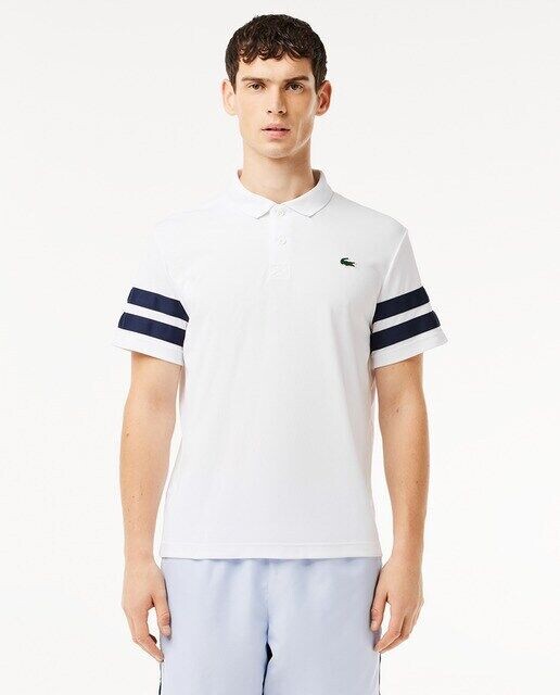 

Ультрасухая теннисная футболка-поло с цветными блоками Lacoste, белый