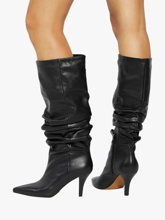 Ботинки Santi Stiletto из кожи до колена Dune London, Black — фото 2