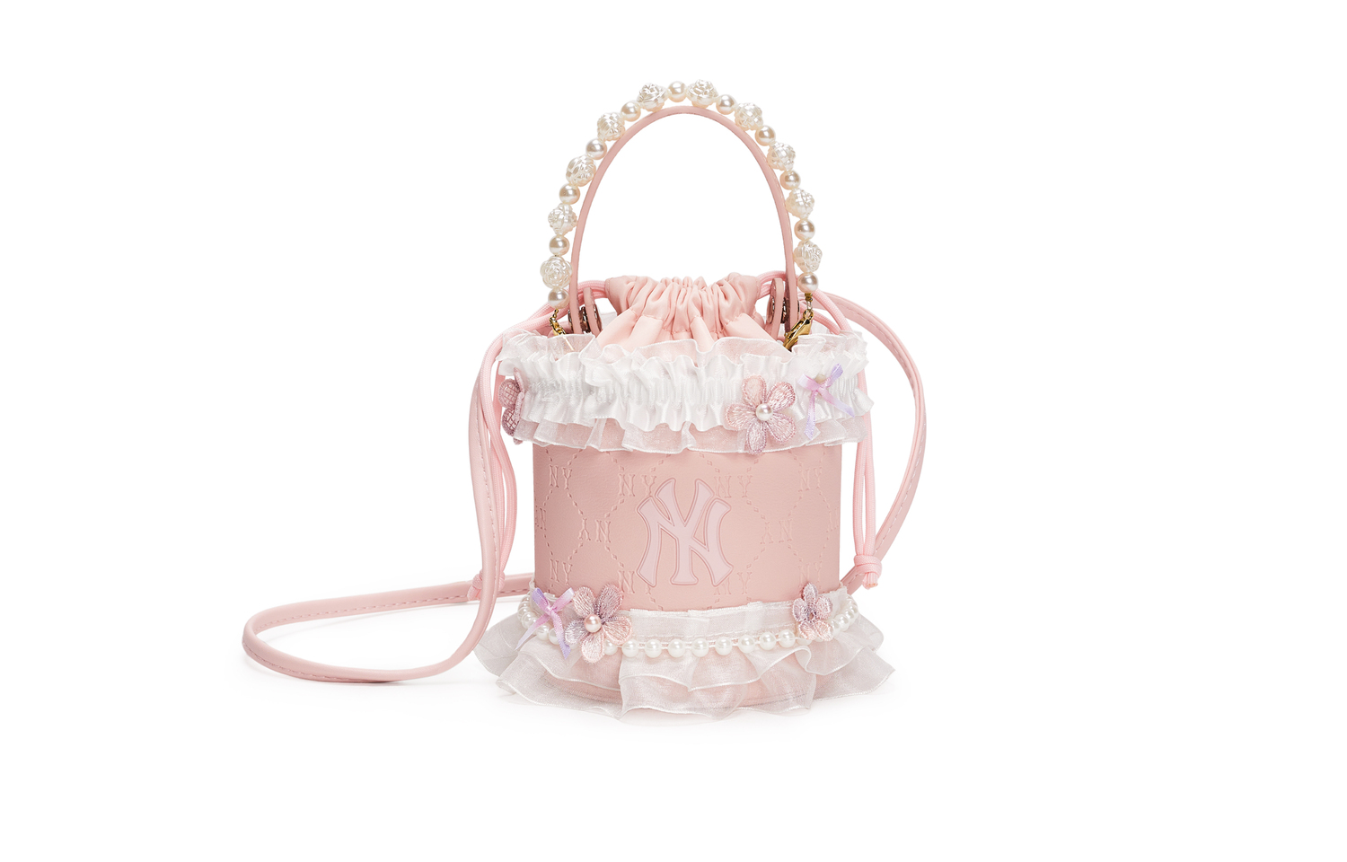 

MLB Сумка Leather Summer Dopamine Girlish Freshness Bucket Bag Handbag Trumpets Unisex Black/Pink/Millennial Denim
