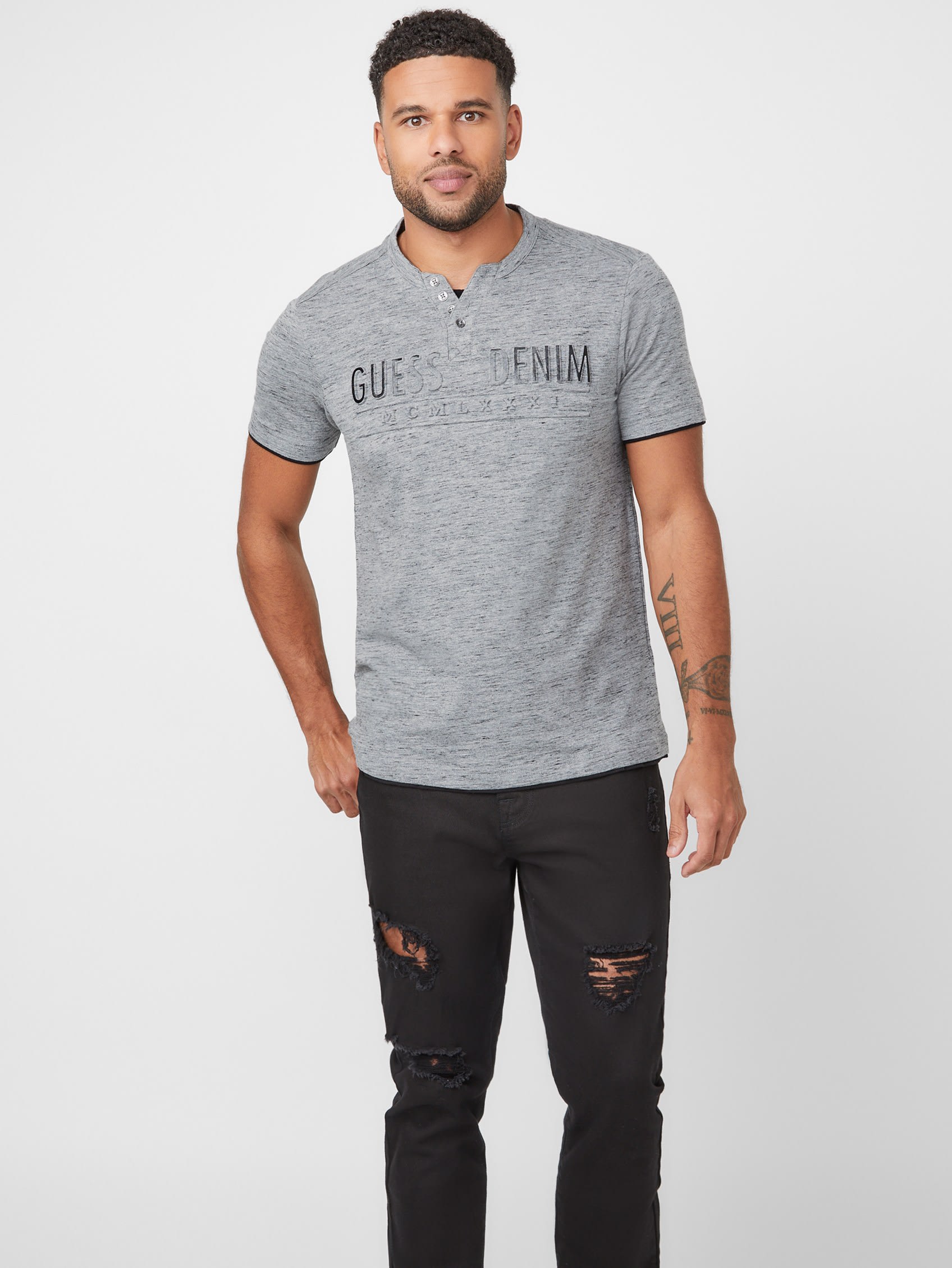 

Футболка Edgar Marled Henley Guess Factory, серый