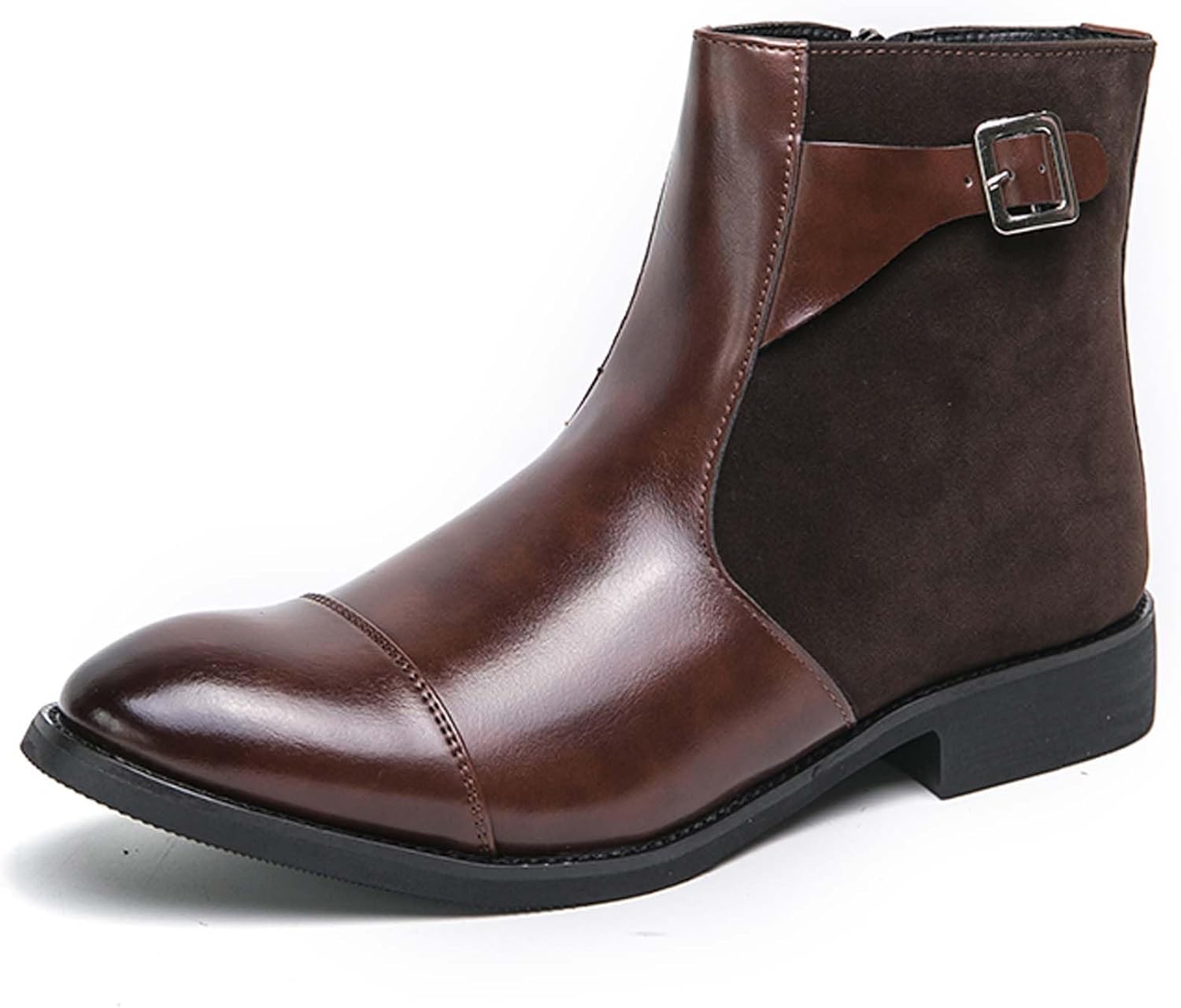 

Мужские ботинки челси, модные, остроносые, для делового, повседневного, униформенного, формального стиля, ретро, с пряжкой, для костюма, офиса, свадьбы, банкета, вечернего мероприятия, высокие кожаные ботинки Generic, коричневый