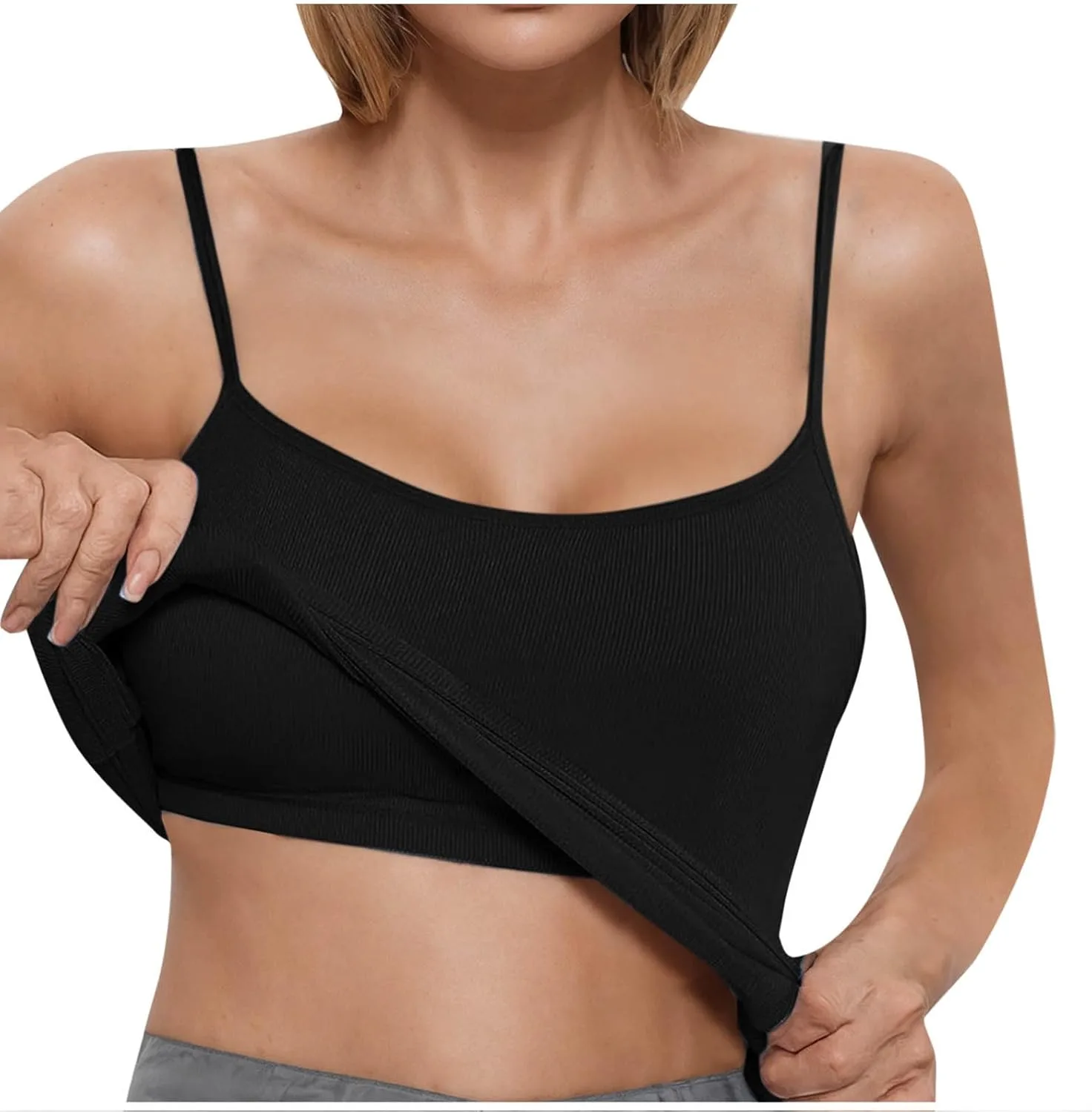 

Камисоль с встроенным бюстгальтером для женщин, спагетти-бретельки, хлопок Floleo