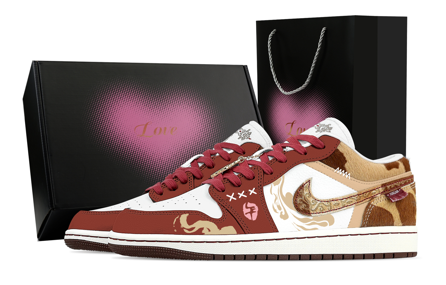 

Jordan Air 1 Leading The Way, Heart Box, устойчивые к истиранию низкие кеды в винтажном стиле для мужчин, красный коричневый