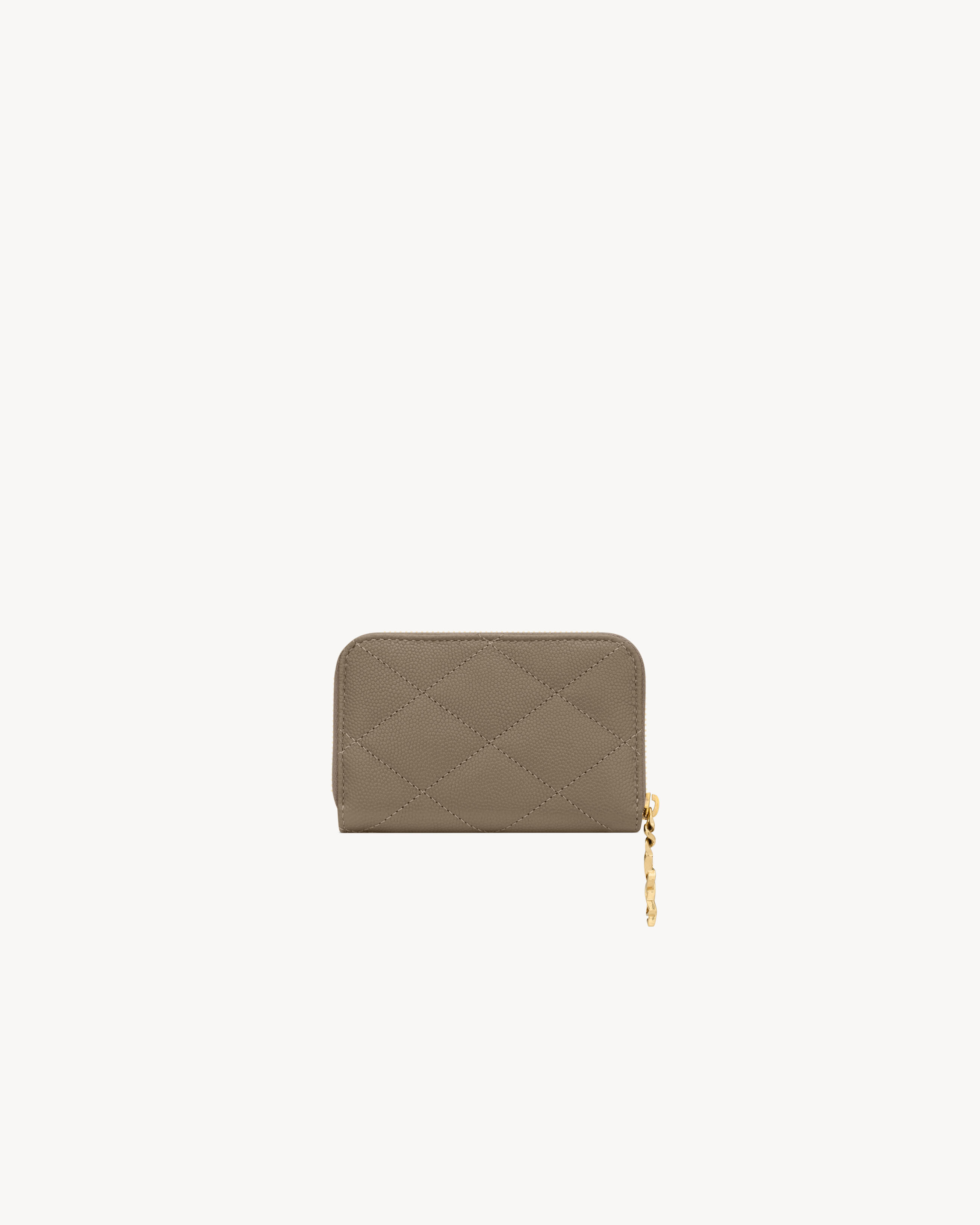 Монетница CASSANDRE BIJOU из кожи GRAIN DE POUDRE SAINT LAURENT, серый — фото 2